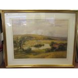 Thos Pyne - 'The Arun at Burpham'  watercolour  bears a signature & dated 1890  20" x 27"  framed