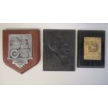 Three mid 20thC German plaques, viz. incorporating a spreadeagle and swastika emblem and inscribed