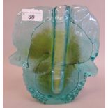 An Amanda Brisbane freeform blue/green sand cast butterfly, inspired glass vase  bears an etched