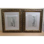 Two modern interior prints, Roman s tatues, in antique finished gilt frames  11" x 13"