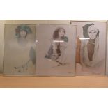 After Rosamond - three coloured prints  largest 27" x 21"  framed