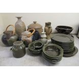 Studio pottery tableware and vases  largest 13"h