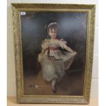 After an original 19thC painting 'Miss Murray' a full length portrait  oleograph  28" x 21"  framed