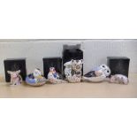 Six Royal Crown Derby china paperweights: to include an Australian Collection koala bear and baby