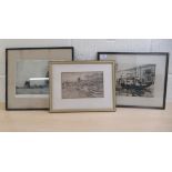 Three monochrome prints: to include a Venetian scene  11" x 8"  framed