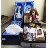 Dolls, toys and games: to include four Kyla Kraft of Scotland porcelain dolls  17"h  boxed