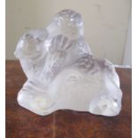 A Lalique frosted glass group of two leopard cubs  3.5h