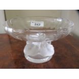 A Lalique frosted glass sweet dish, the pedestal base fashioned as four birds  3.5"h  5.5"dia