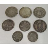 William IV and Victorian silver coins: to include an 1882 half crown