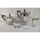 A four piece Mappin & Webb silver plated tea set  comprising teapot, coffee pot, cream jug and sugar