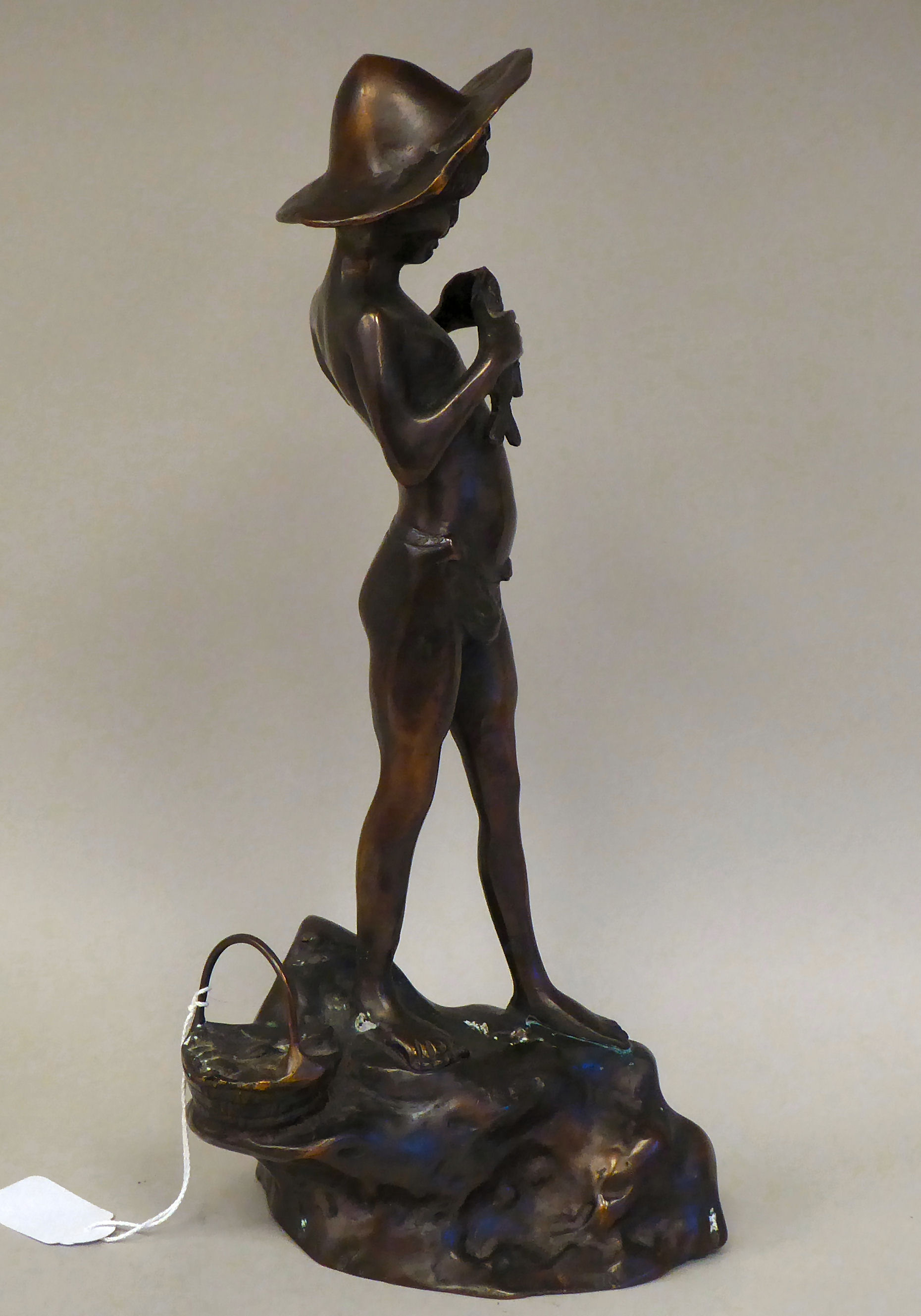 After Rancoulet - an Asian boy wearing a loincloth and broad brimmed hat holding a fish, standing on - Image 4 of 7