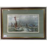 P Smee - sailing boats on a choppy sea  watercolour  bears a signature & dated 1913  9" x 15.5"