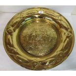 A modern reproduction of an early 16thC Dutch inspired charger, inscribed Ave Gratia Plen  20"dia