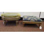 Two early 20thC Continental carved giltwood footstools, one oval, the other rectangular with