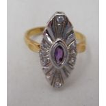 A silver gilt and cubic zircon set, marquise design dress ring