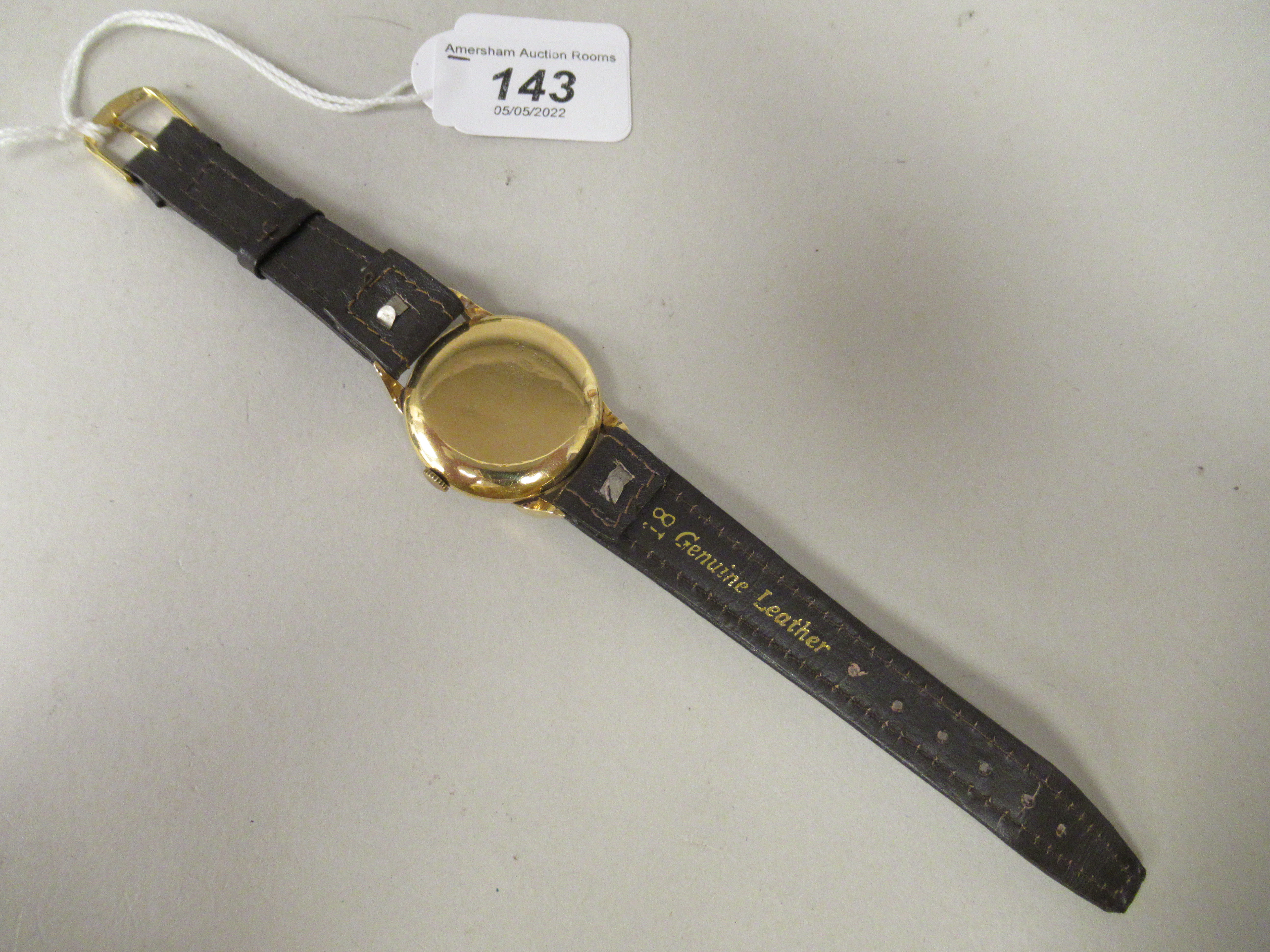 A 1940s Roamer 18ct gold cased wristwatch, the 17 jewel movement faced by an Arabic and baton - Image 3 of 3