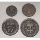 A set of four Maundy Money coins 1901  cased