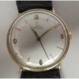 A 1950/60s Omega 9ct gold cased wristwatch, the automatic movement with sweeping seconds, faced by