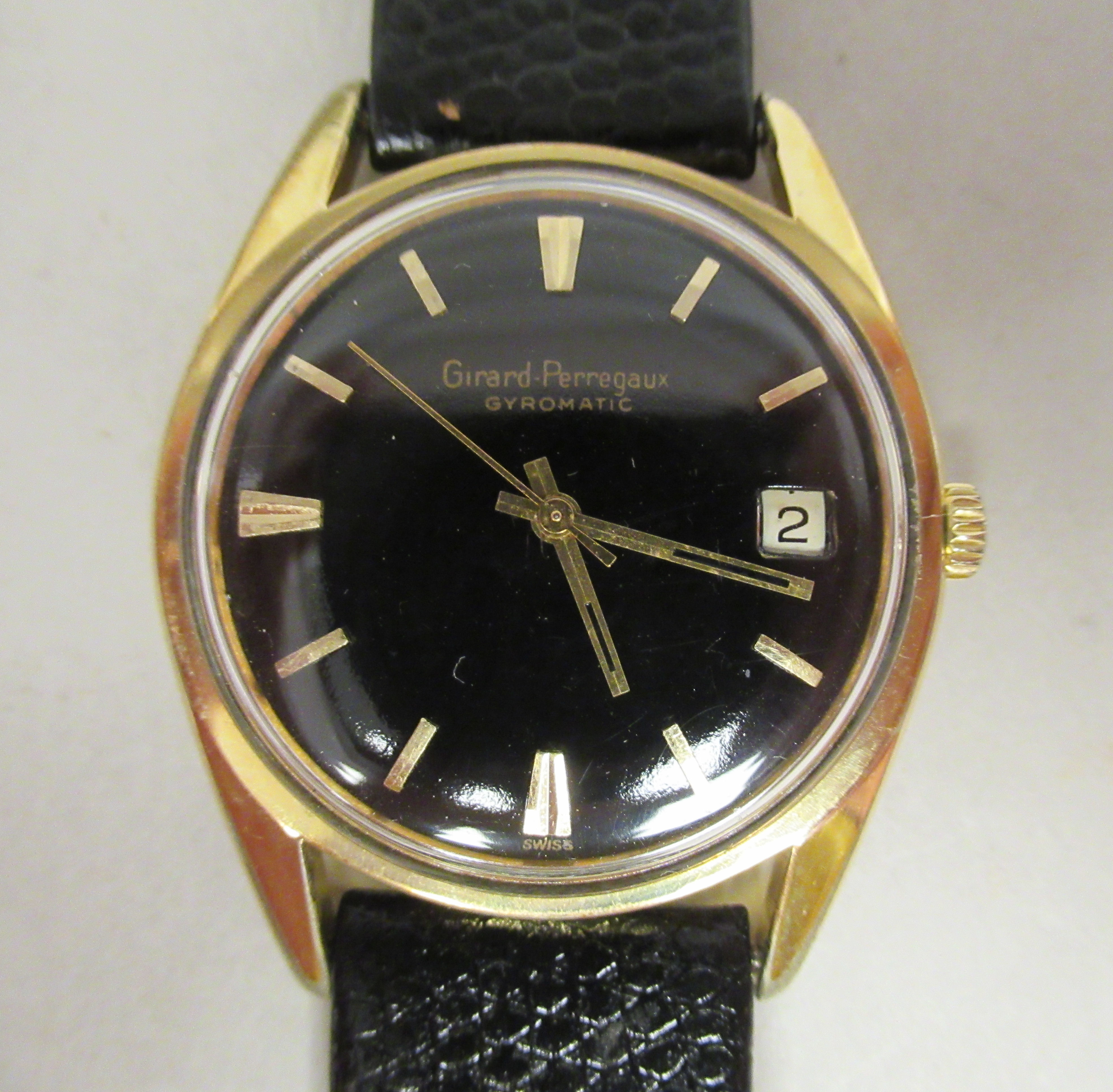 A 1960s Girard-Perregaux Giromatic gold plated/stainless steel cased wristwatch, the movement with