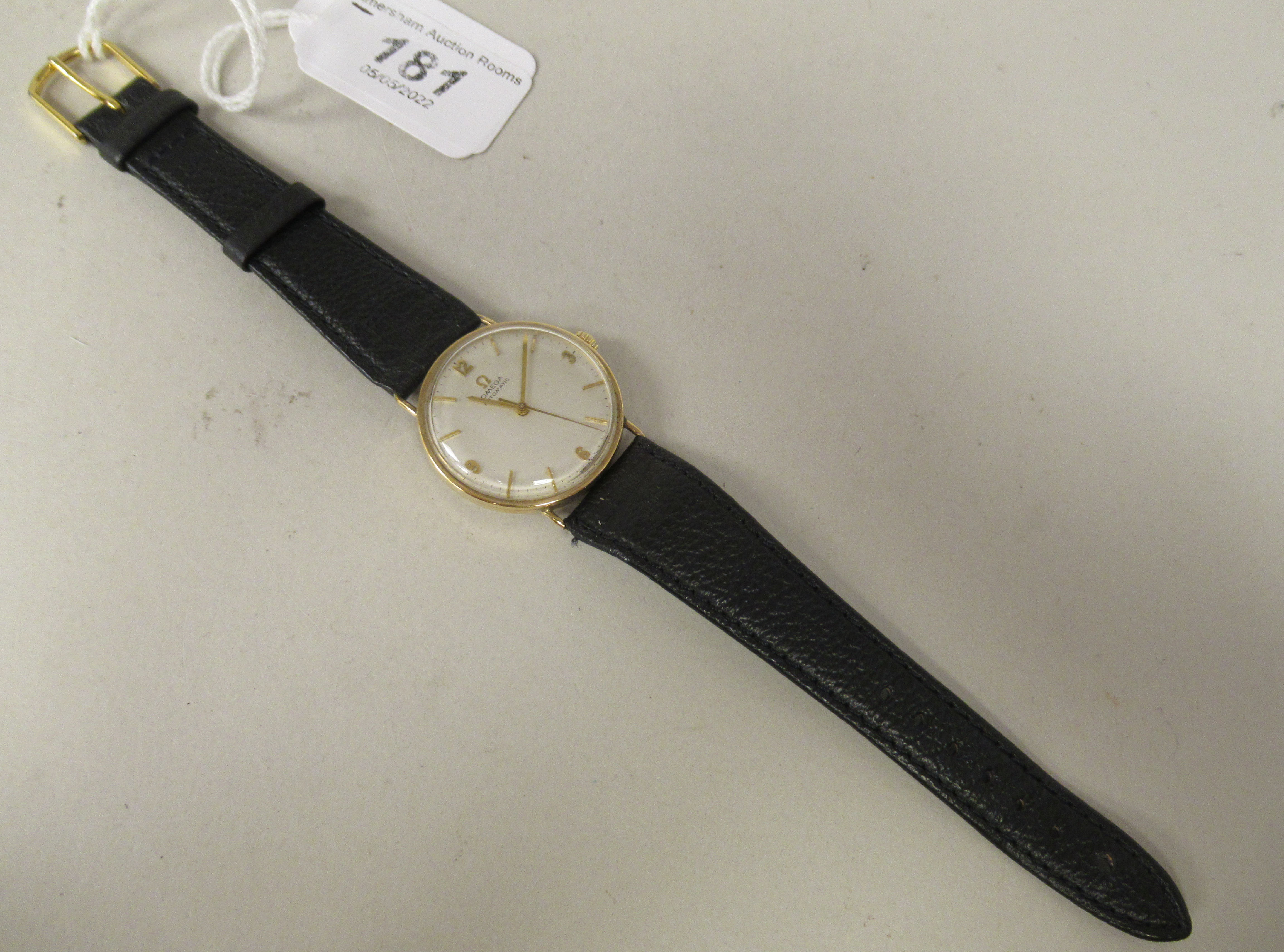 A 1950/60s Omega 9ct gold cased wristwatch, the automatic movement with sweeping seconds, faced by - Image 2 of 3