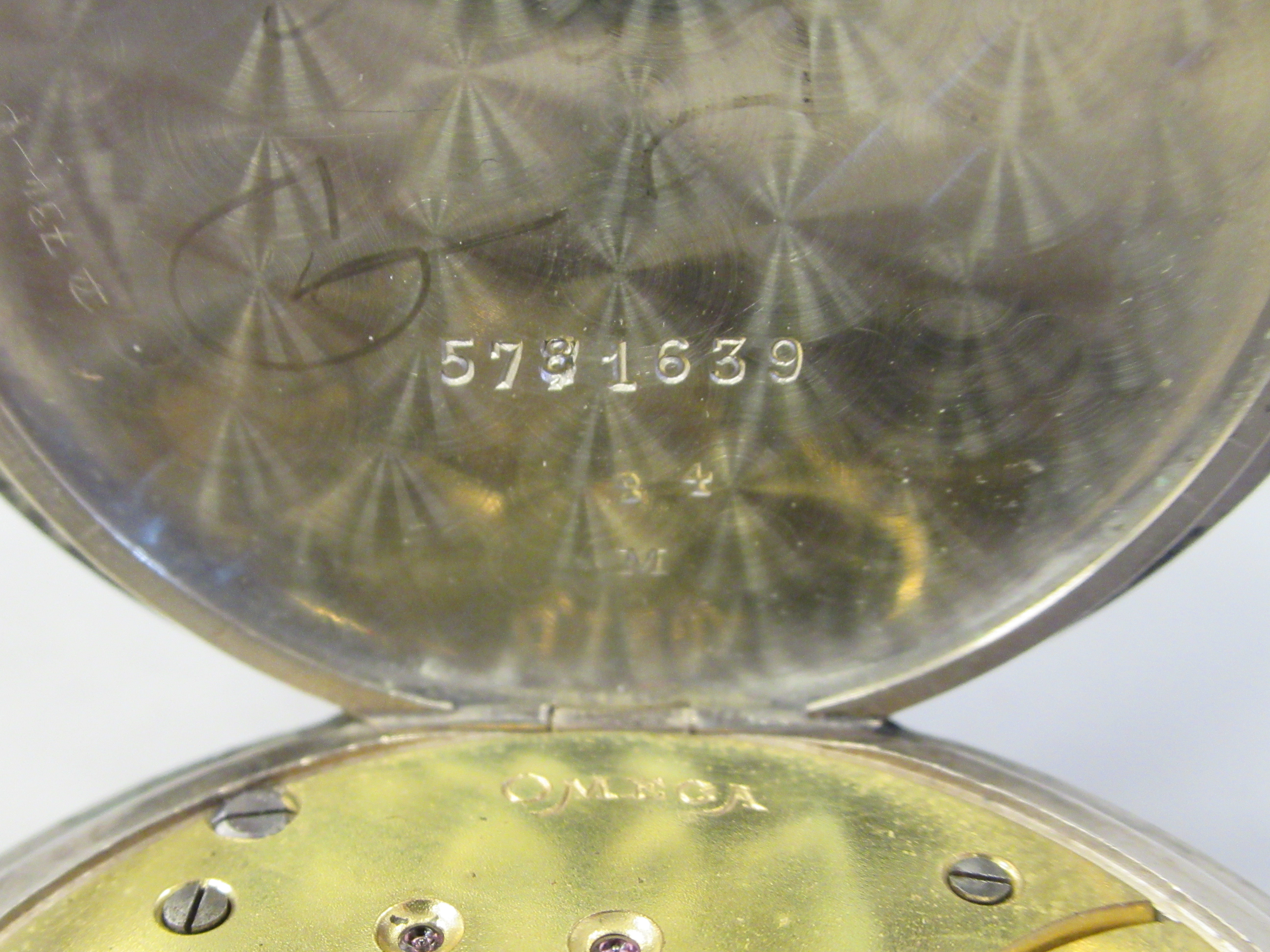 An Omega stainless steel cased, 24 hour pocket watch, faced by a white enamel Arabic dial, - Image 4 of 5