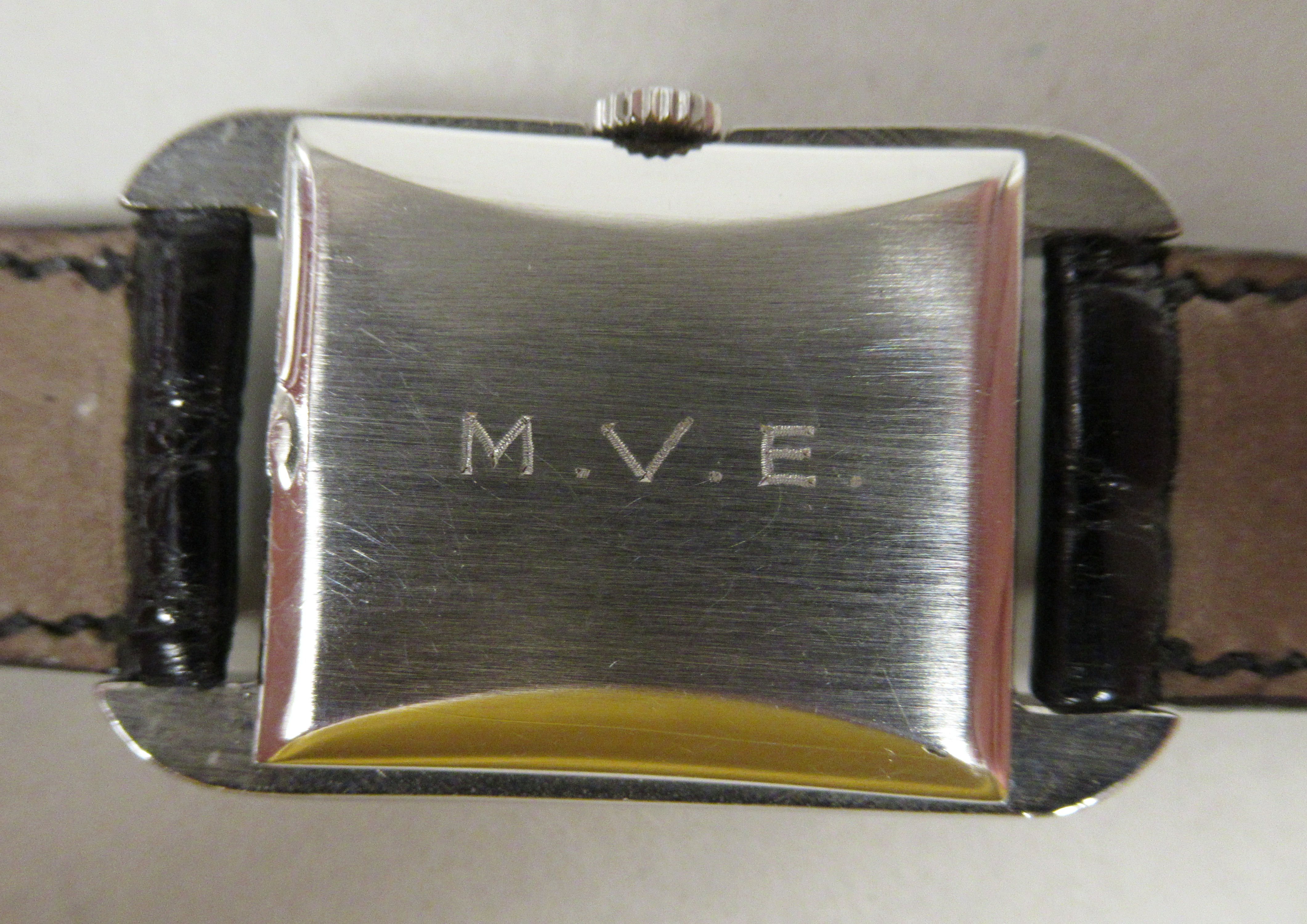 A 1950s Omega Art Deco stainless steel cased mid-size wristwatch, faced by an Arabic dial, - Image 3 of 4