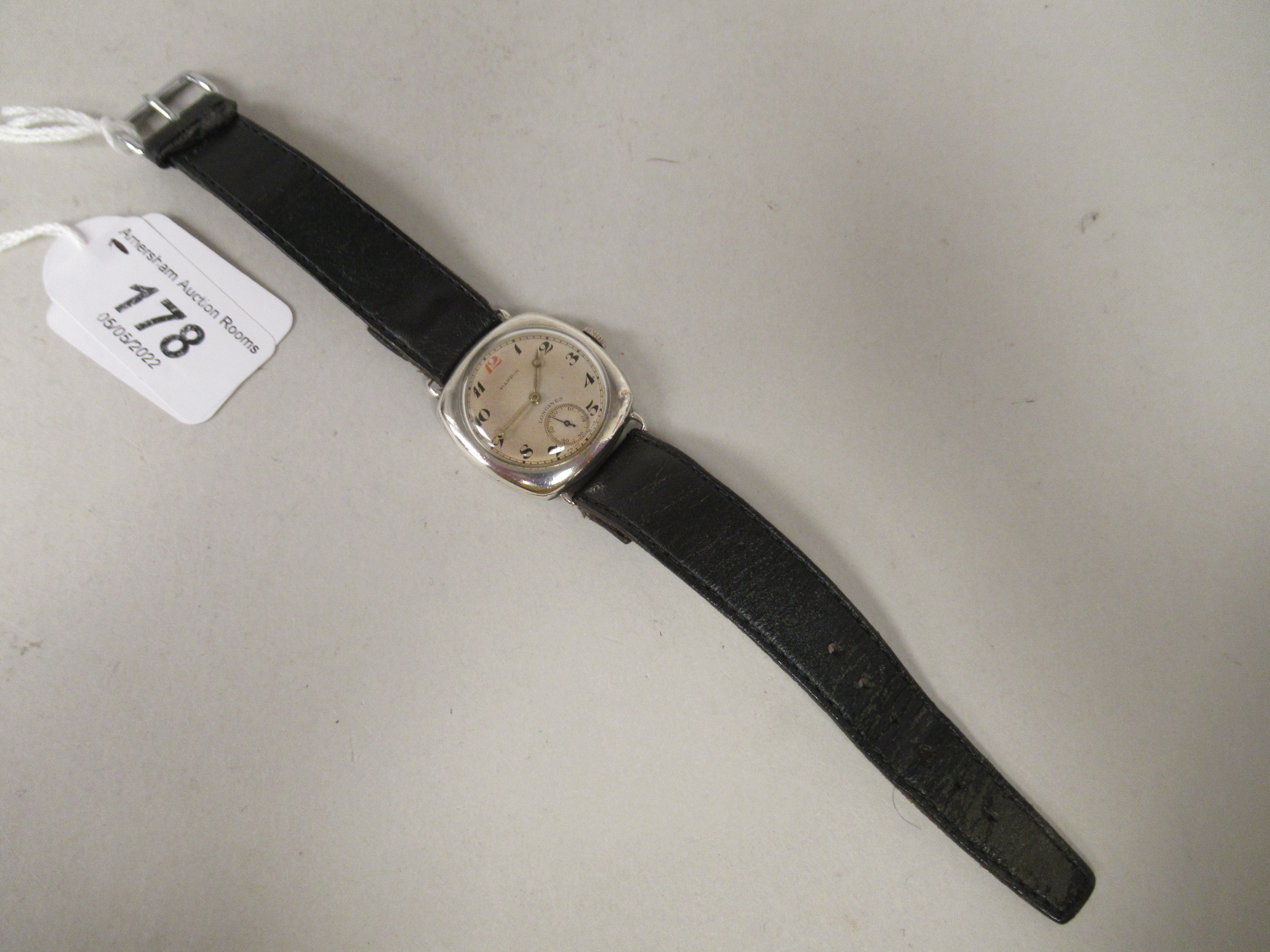 A 1920/30s Longines (retailed by Mappin) silver cased wristwatch, faced by an Arabic dial, - Image 2 of 5