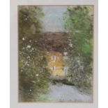 Gabrielle Bellocq - a country cottage in woodland  pastel  bears a signature  6" x 5"  framed