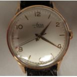 A 1950s/1960s Avia 9ct gold cased wristwatch, the 15 jewel movement with sweeping seconds, faced