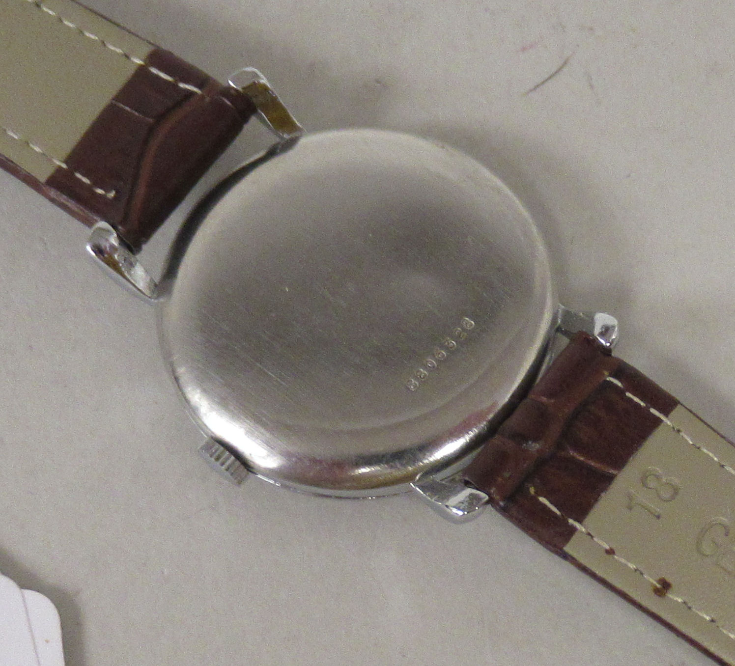 A 1940s Zenith stainless steel cased wristwatch, faced by a bronze effect Arabic and baton dial, - Image 3 of 4