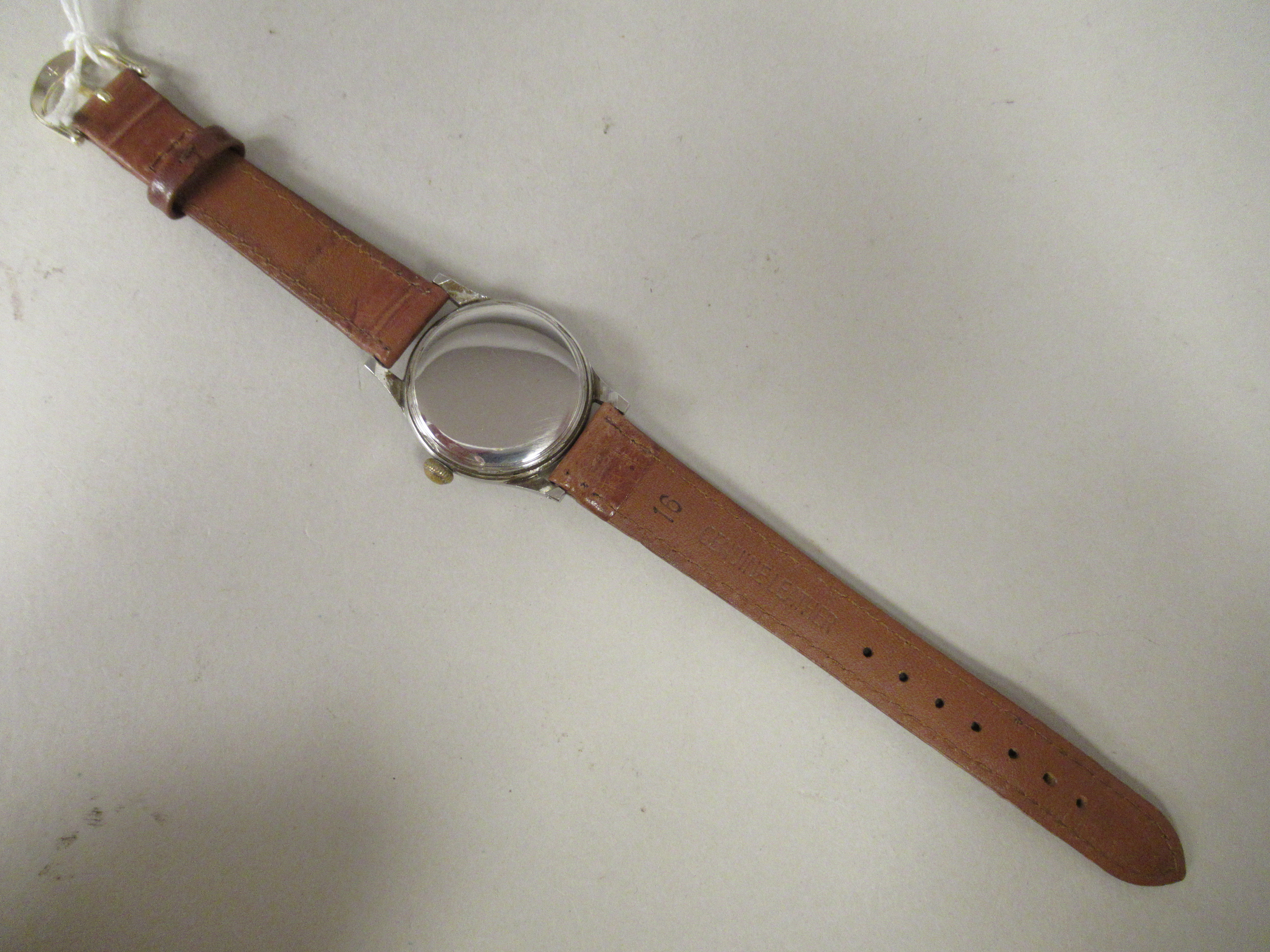 A 1950s Gublin stainless steel cased wristwatch, the movement with sweeping seconds, faced by an - Image 3 of 4