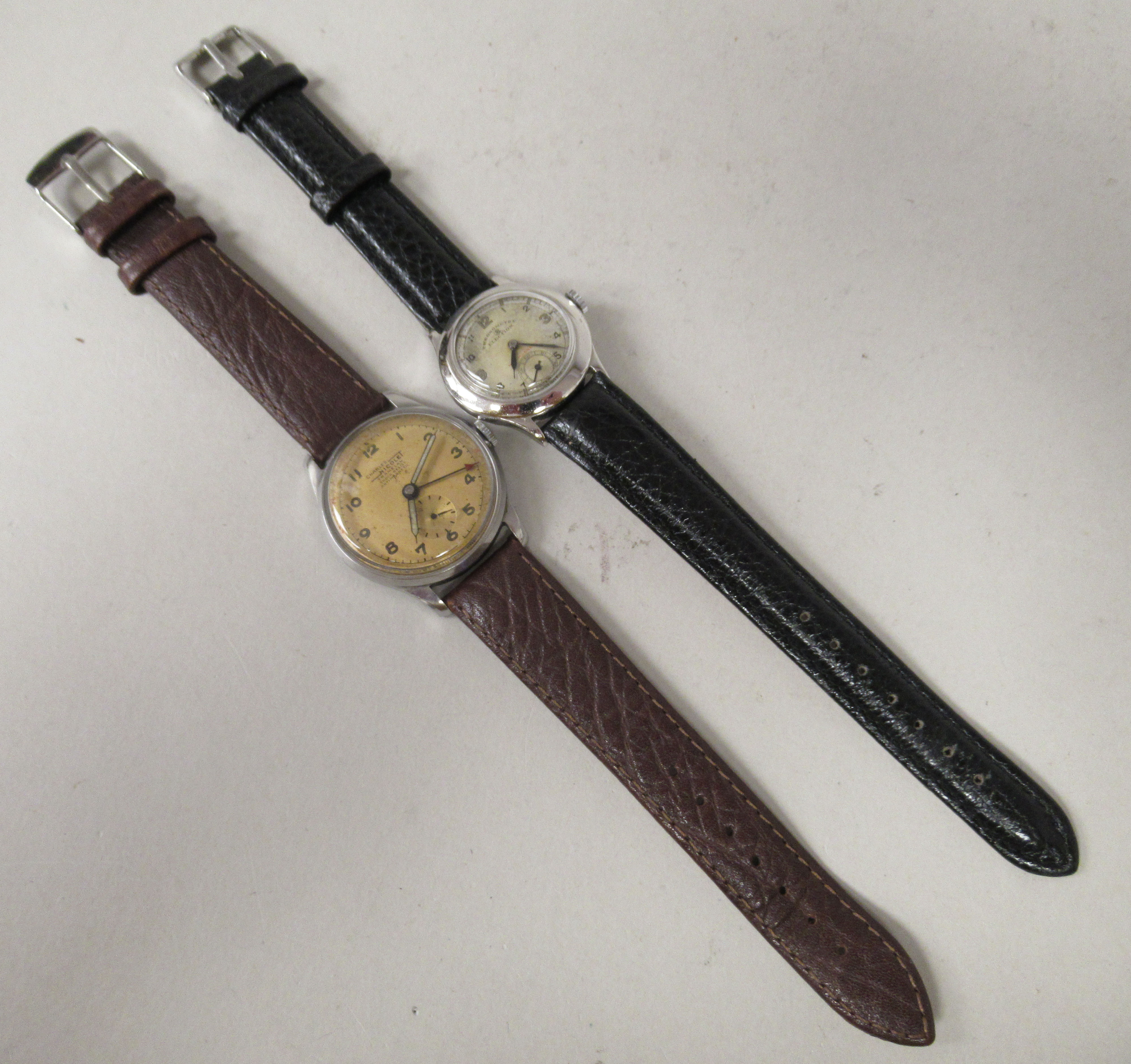 Two dissimilar 1940/50s Nicolet Election stainless steel cased wristwatches, viz. a Chronometer, - Image 2 of 3