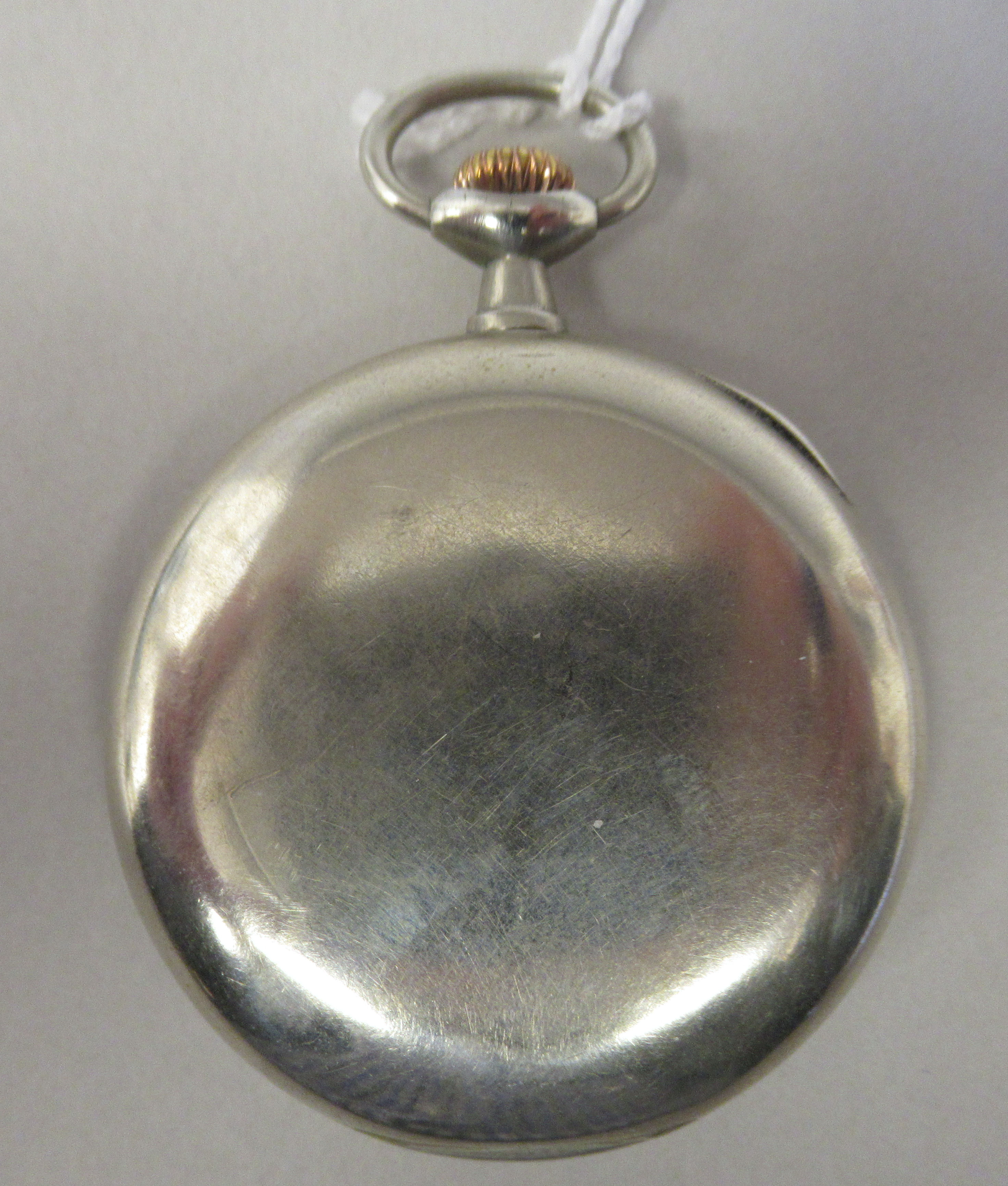 An Omega stainless steel cased, 24 hour pocket watch, faced by a white enamel Arabic dial, - Image 2 of 5