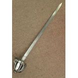 An 'antique' Scottish broadsword with an iron basket hilt  the blade stamped A & AS  31"L