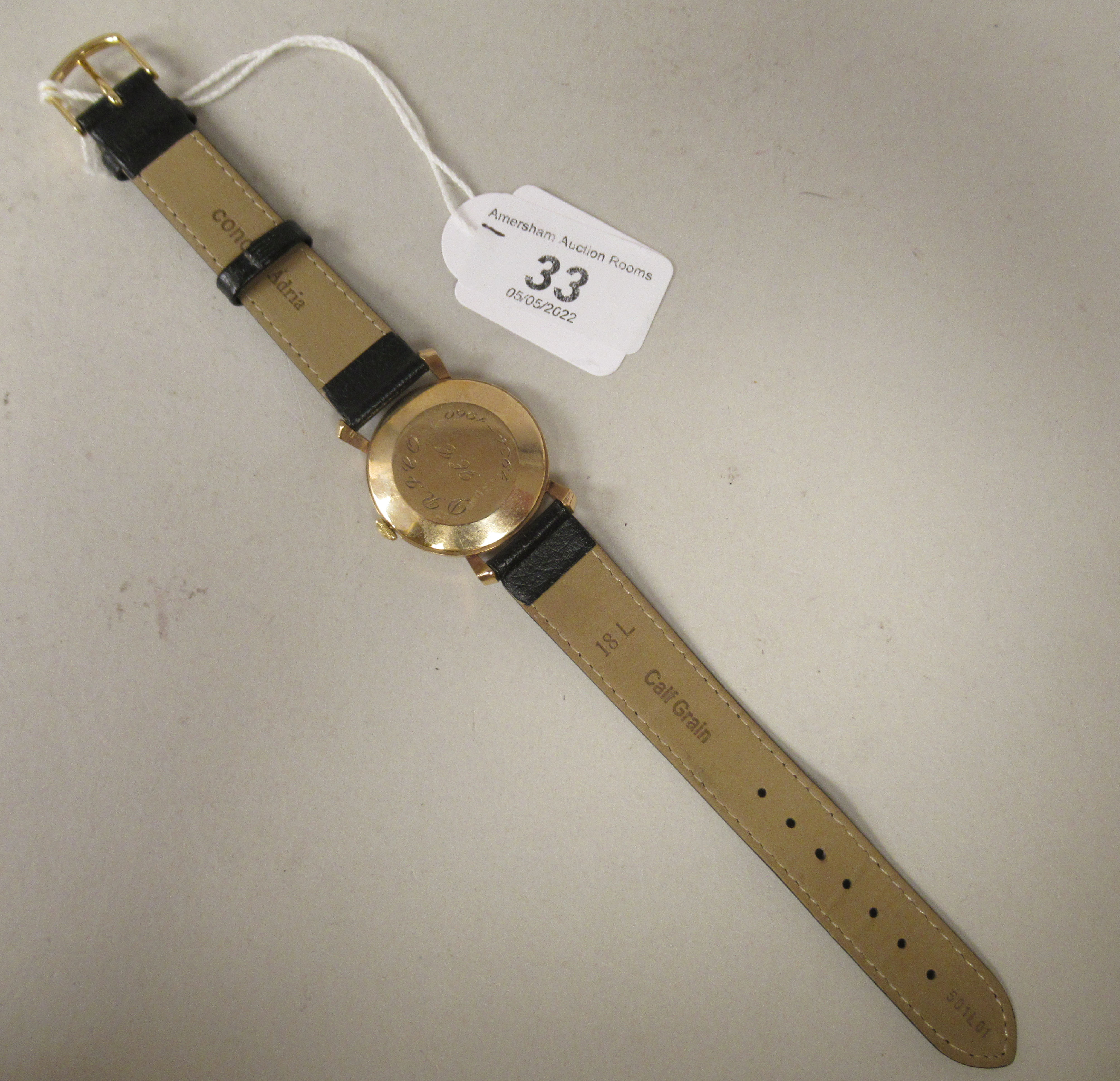 A 1950s Gerrard 9ct gold cased wristwatch, faced by an Arabic dial, incorporating subsidiary - Image 4 of 4