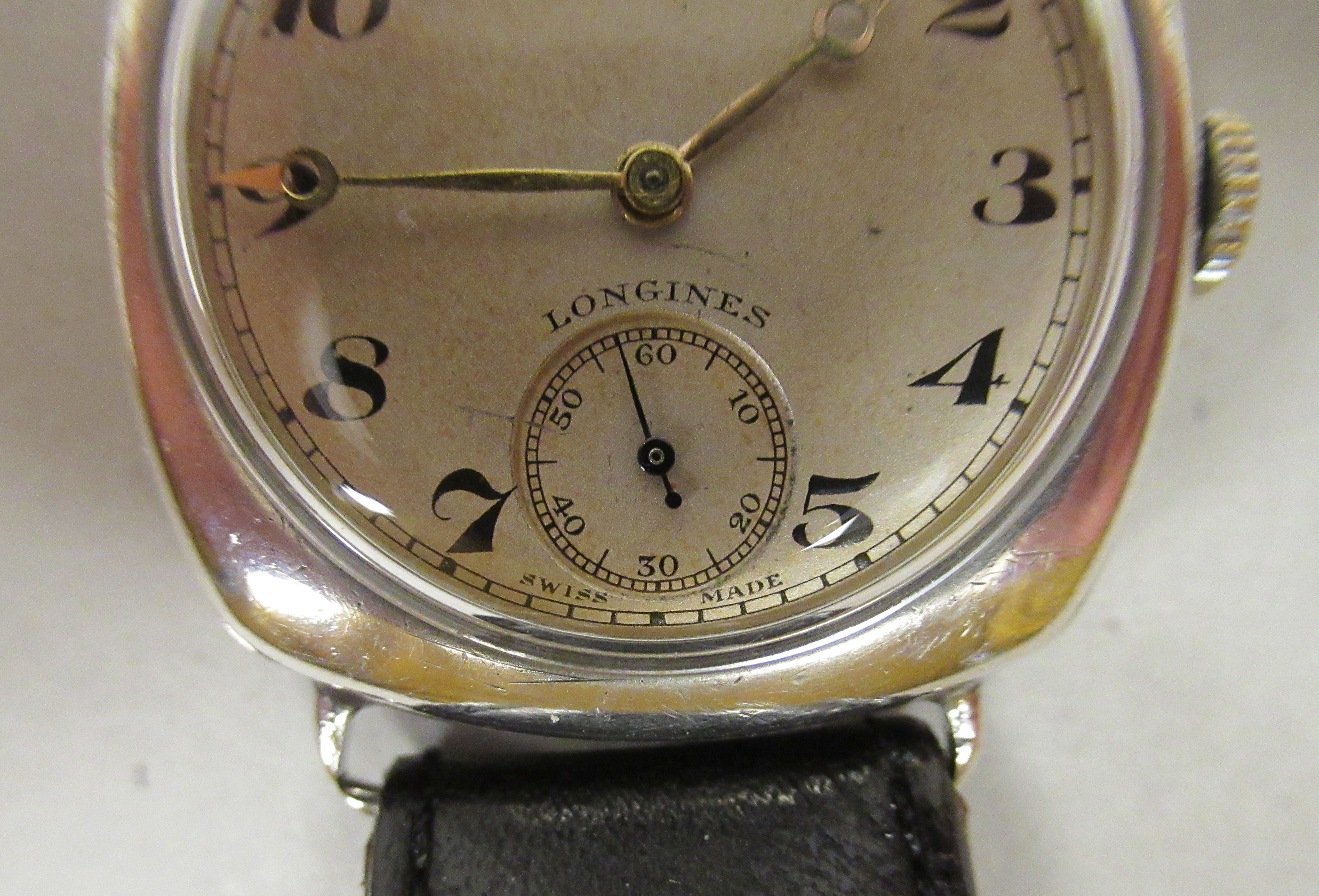 A 1920/30s Longines (retailed by Mappin) silver cased wristwatch, faced by an Arabic dial, - Image 3 of 5