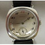 A 1920/30s Longines (retailed by Mappin) silver cased wristwatch, faced by an Arabic dial,