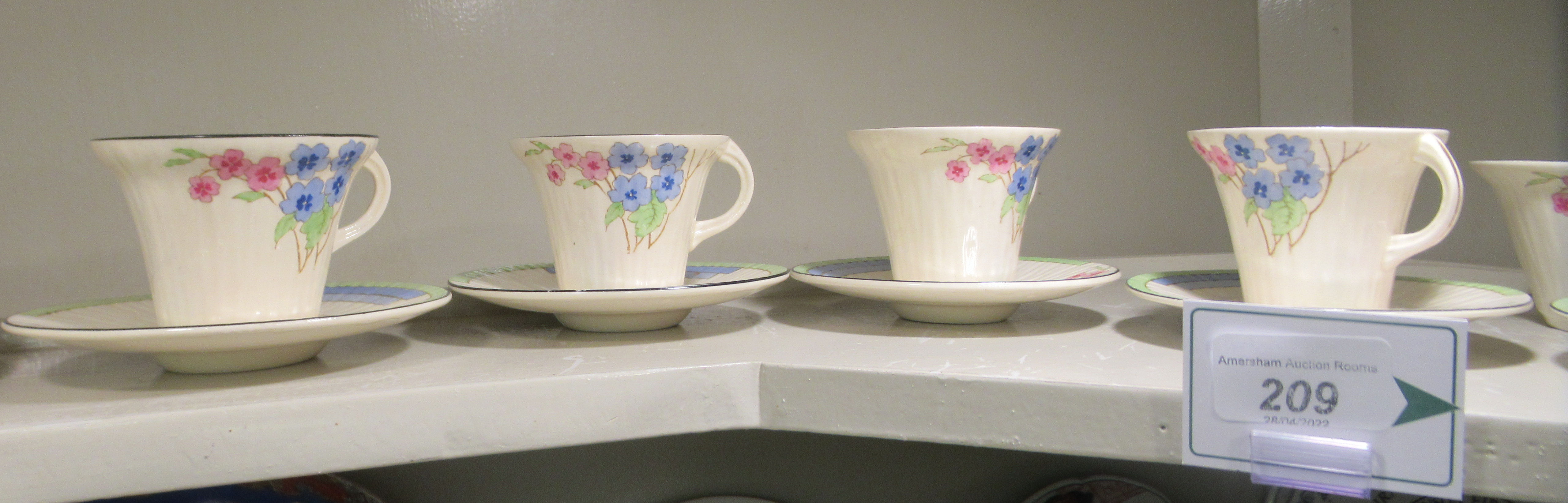 Ceramics: to include a 1930s Art Deco Burleigh Ware china Belvedere pattern coffee set - Image 3 of 8