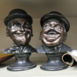 Film related collectables: to include two bronze effect figures, 'Laurel & Hardy'  10"h; and an
