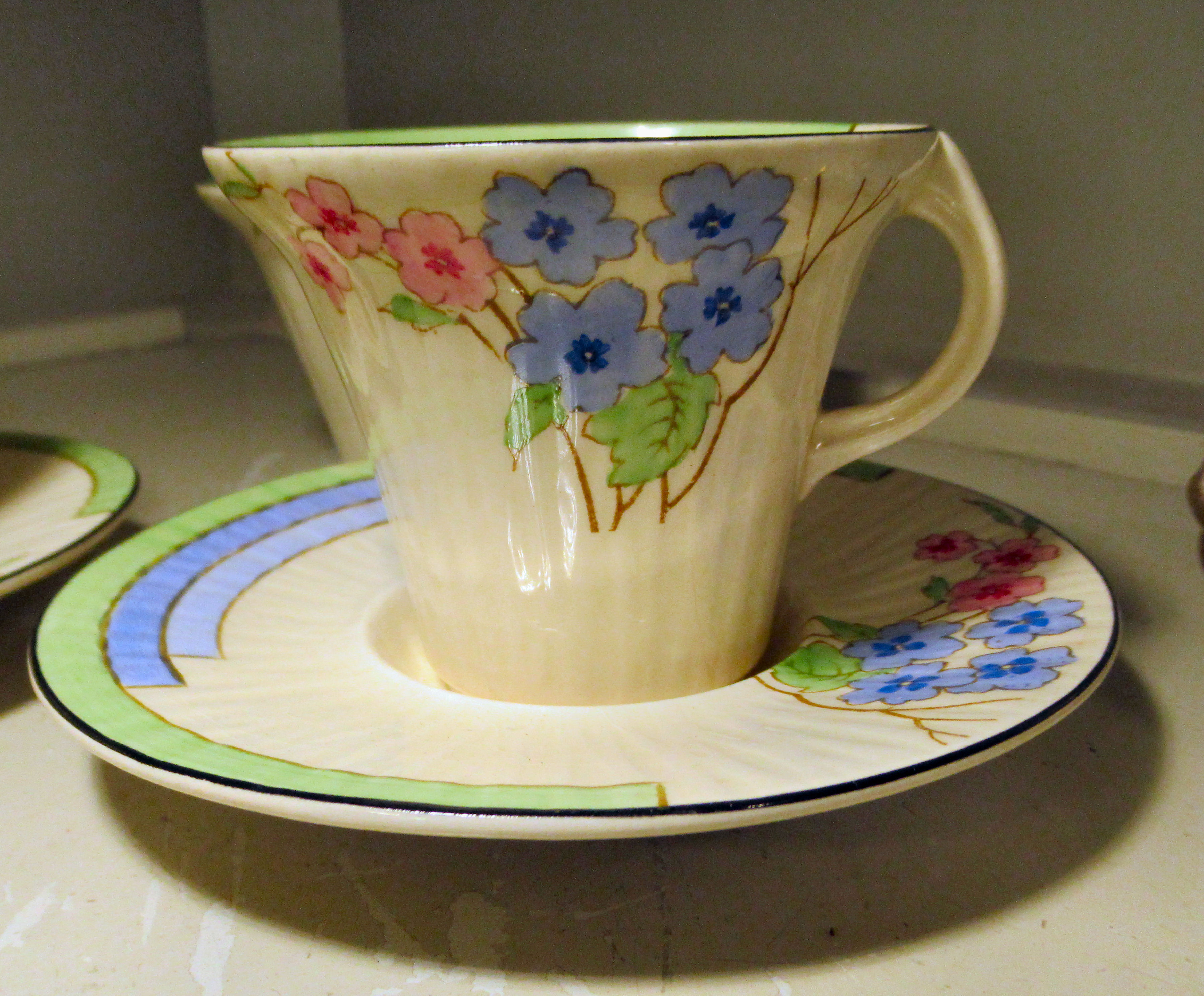 Ceramics: to include a 1930s Art Deco Burleigh Ware china Belvedere pattern coffee set - Image 4 of 8
