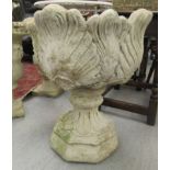 A composition stone two-part pedestal planter  23"h  21"dia