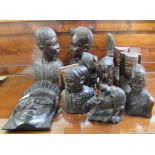 20thC wooden collectables: to include mainly African hardwood carvings  largest 13"h