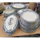 Edwardian Malvern semi-porcelain tableware, decorated with garlands and C-scrolled border