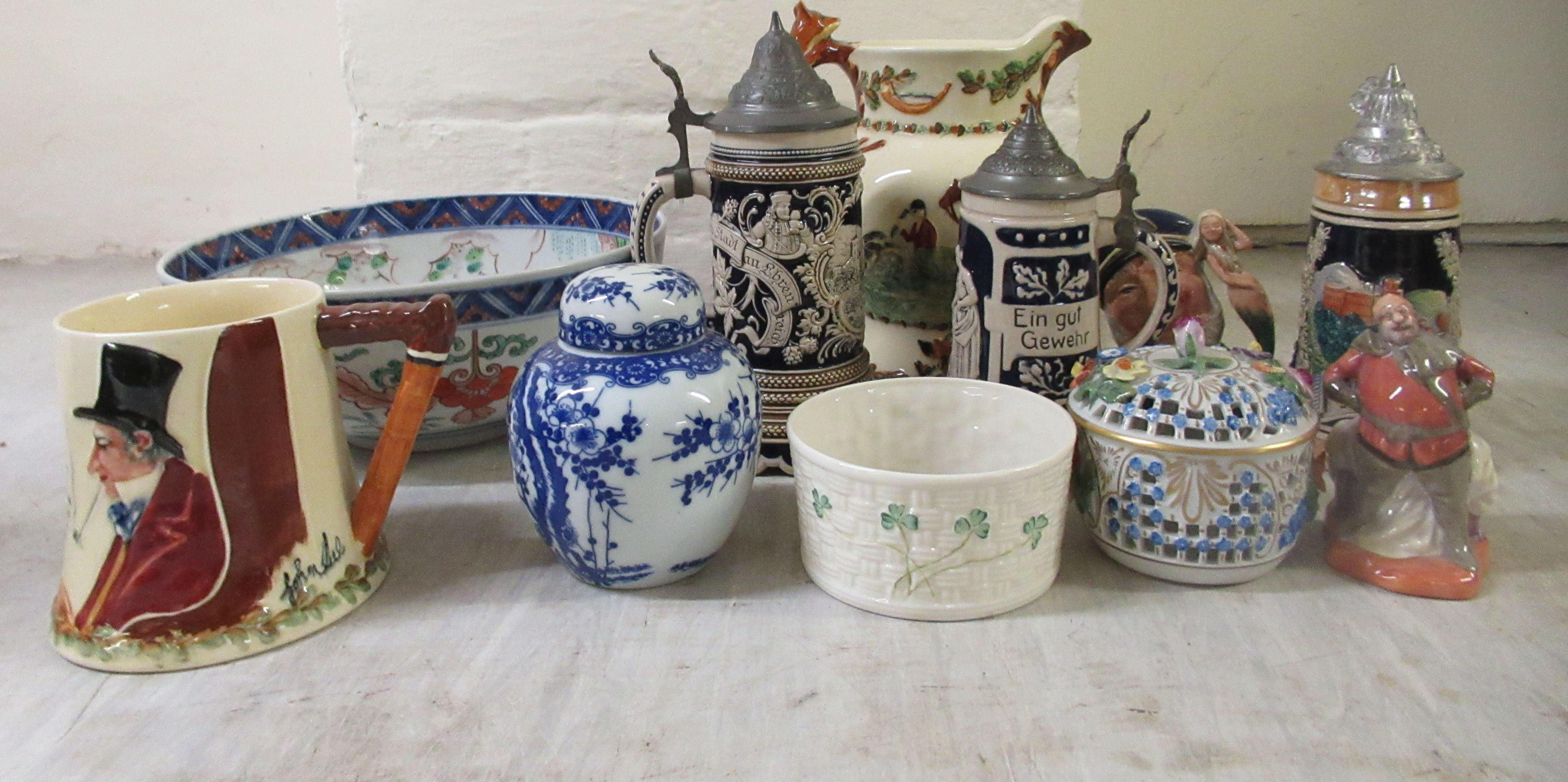 Ceramics: to include a Crown Devon china miniature jug, celebrating John Peel and the Hunt  7"h