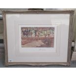 A parade of horses, possibly after a polo match  Limited Edition print 351  bears a Chelsea Green