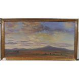 J Nevine - a barren desert landscape  oil on canvas  bears a signature  21" x 40"  framed