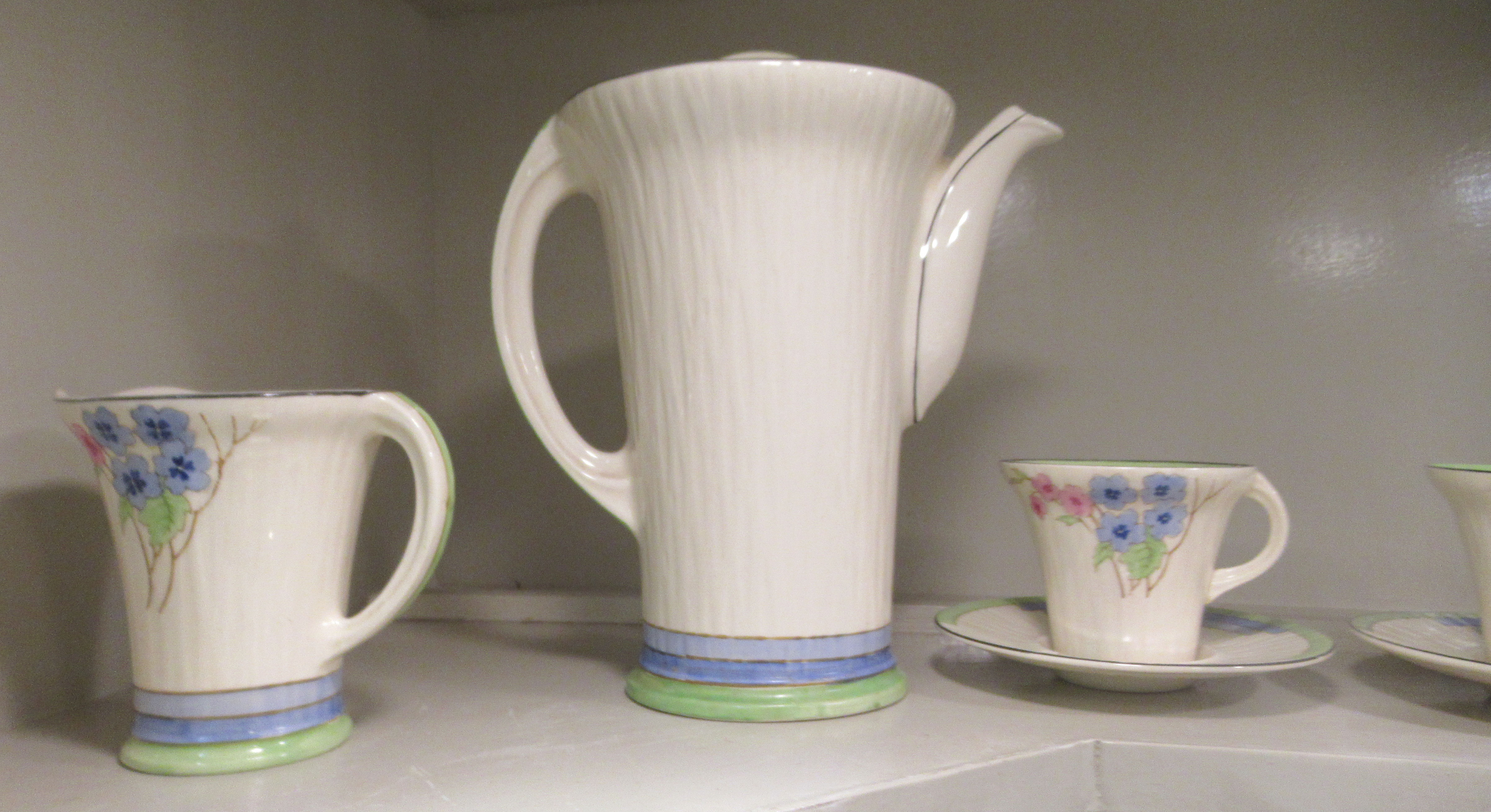 Ceramics: to include a 1930s Art Deco Burleigh Ware china Belvedere pattern coffee set - Image 2 of 8