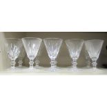 A set of ten Waterford Crystal conical pedestal wine glasses  5.5"h