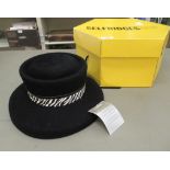 A Philip Somerville felt hat with a zebra print trim, retailed by Selfridges  boxed