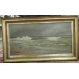 Early 20thC British School - a shoreline scene, on an overcast day  oil on canvas  bears initials